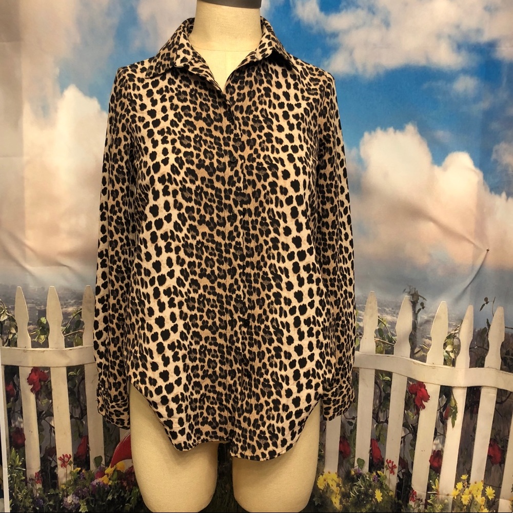 Zara Leopard and lace button down XS